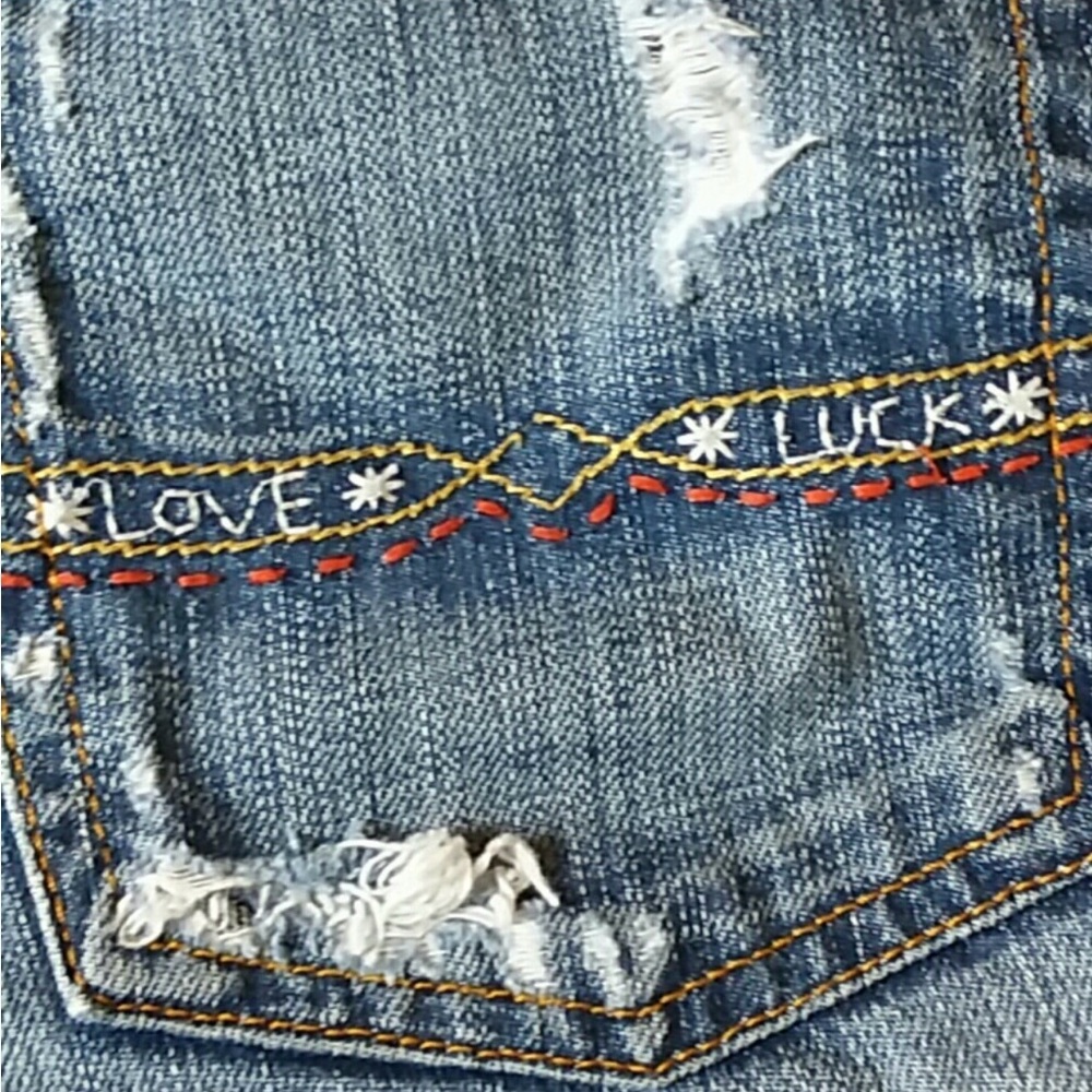 Lucky Brand Blue Jean Shorts with Flag Detail - Picture 3 of 9